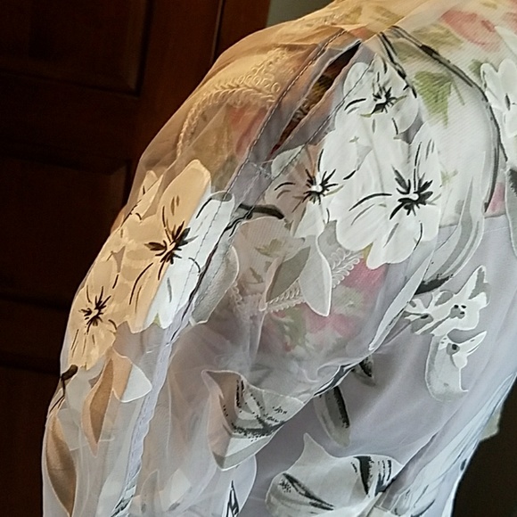 59. HLF party dress, sheer floral layer over lining - Picture 6 of 10